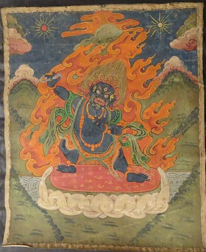 ANTIQUE TIBETAN OR MONGOLIAN HIMALAYAN BUDDHIST THANGKA