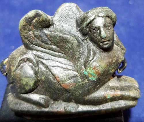 ROMAN BRONZE WINGED SPHINX APPLIQUE