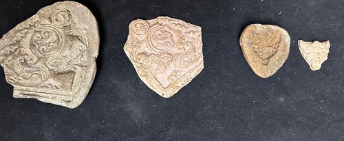 TWO SMALL GANDHARAN TERRACOTTA POTTERY MOLDS EX SPINKS