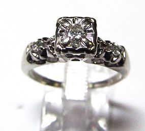 14Kt White Gold and Diamond Engagement Ring