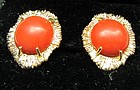 14Kt yellow Gold and Coral Earrings