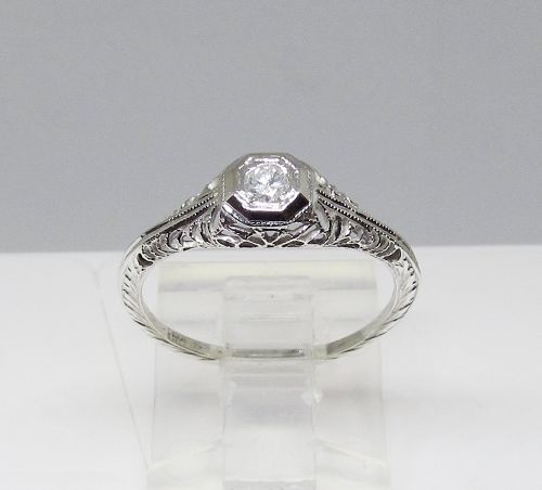 Diamond Ring 18Kt White Gold Filigree