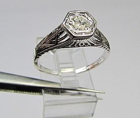 Vintage Platinum and Diamond Ring