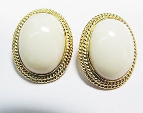Oval Coral Earrings in 14Kt Gold from Gump’s