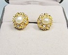 Victorian 14kt Gold Diamond and Pearl Earrings