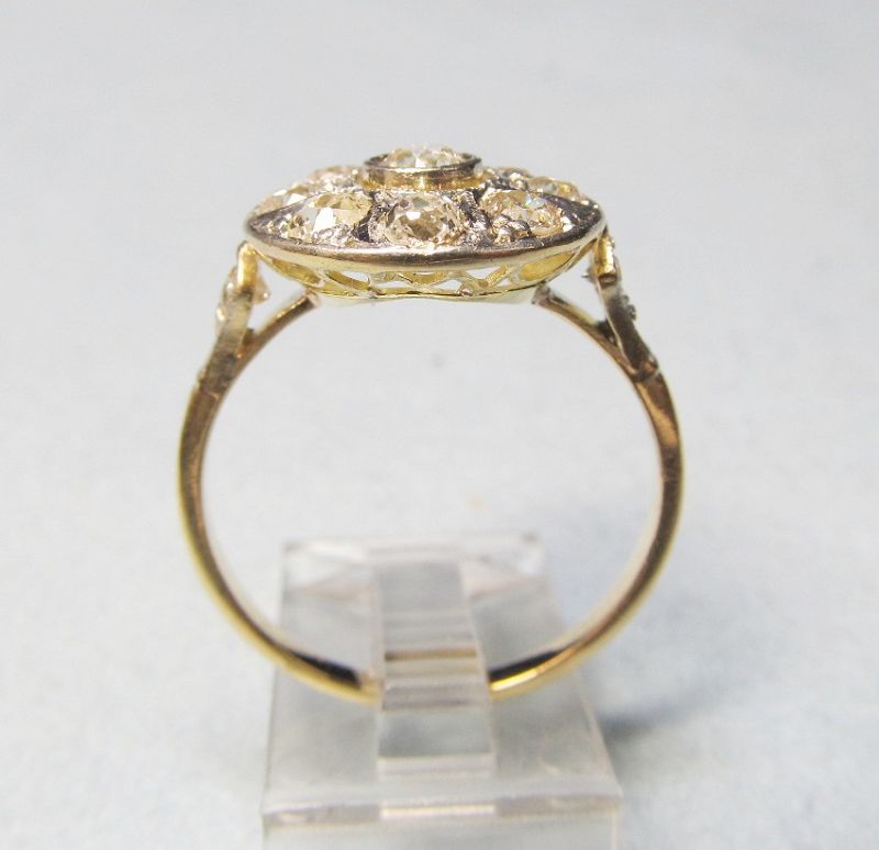 Old mine diamond cluster ring