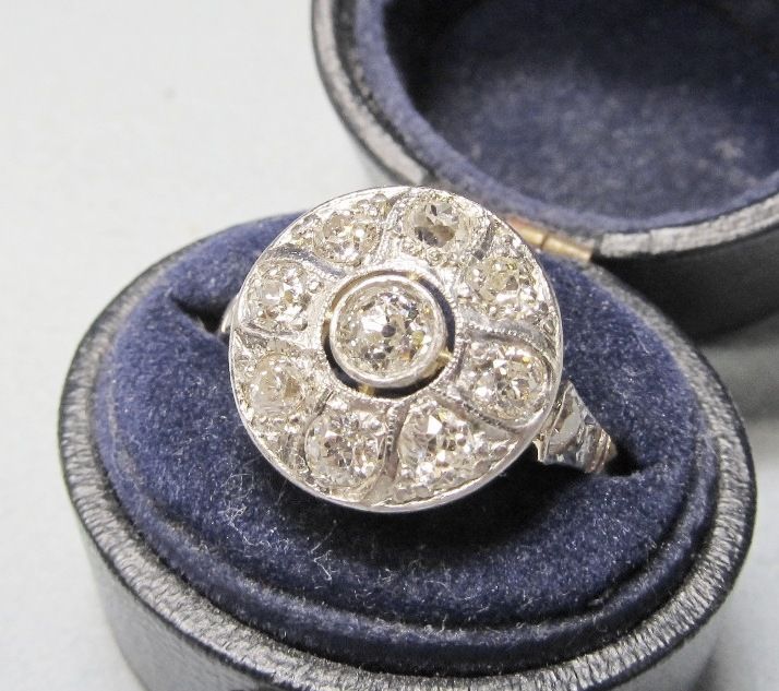 Old mine diamond cluster ring