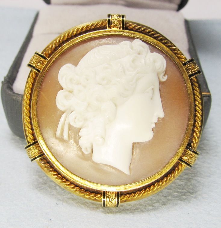 Victorian Round Shell Cameo Broach