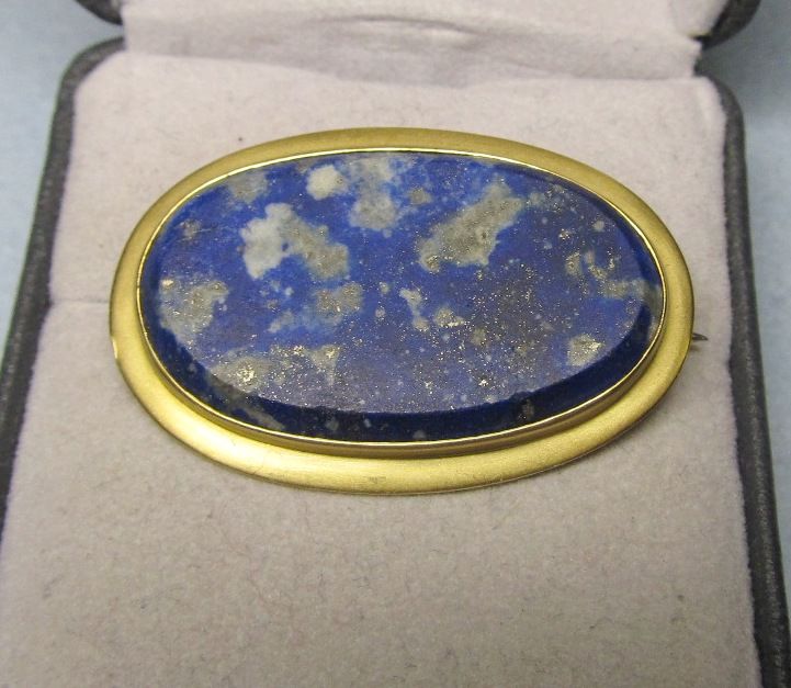 Oval Beveled Lapis Broach