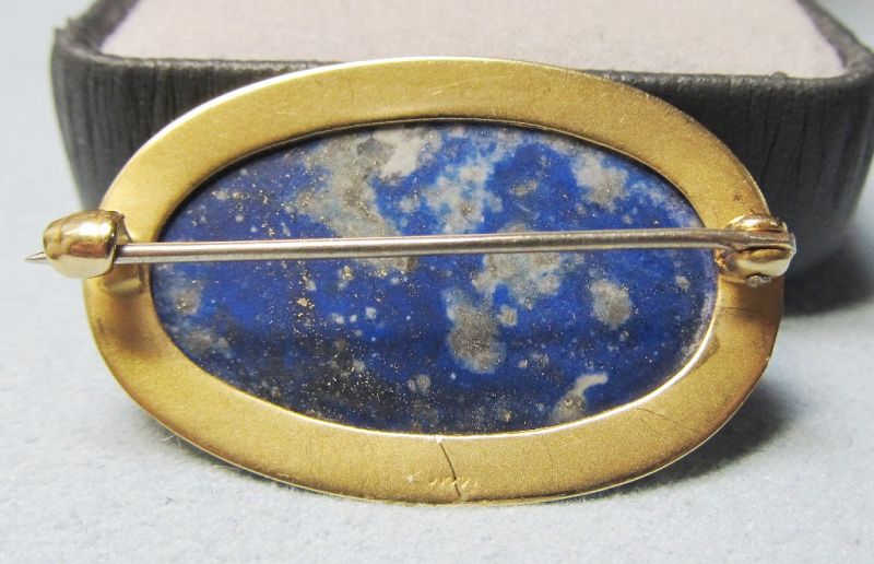 Oval Beveled Lapis Broach