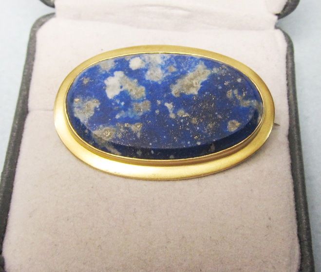 Oval Beveled Lapis Broach