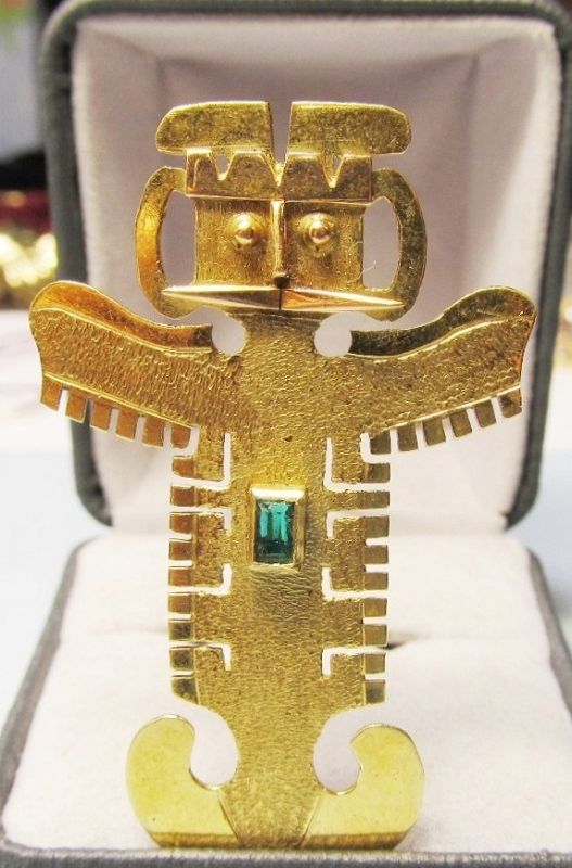 18Kt Colombian Totem Figure Broach/Pendant