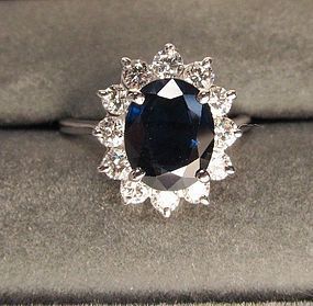 Classic Sapphire and Diamond Cluster Ring