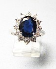 Classic Sapphire and Diamond Cluster Ring