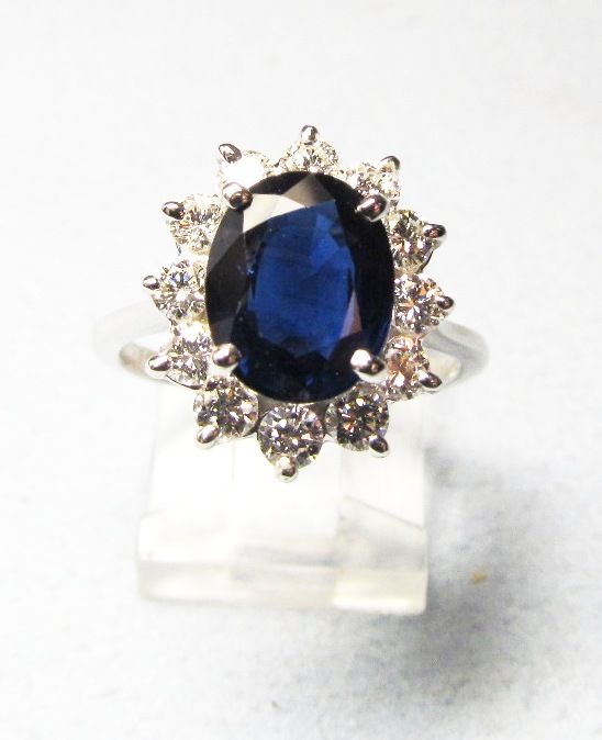 Classic Sapphire and Diamond Cluster Ring