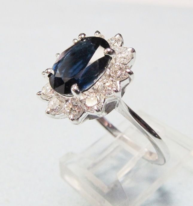 Classic Sapphire and Diamond Cluster Ring