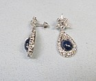 Elegant 18Kt Gold Sapphire and Diamond Earrings