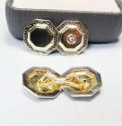 Three Color Gold and Diamond Cufflinks