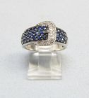 14Kt Gold Sapphire and Diamond Buckle Ring
