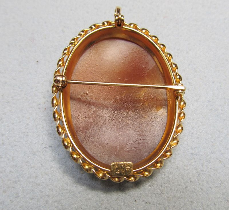 Oval Shell Cameo Broach/Pendant in 14Kt Gold Frame