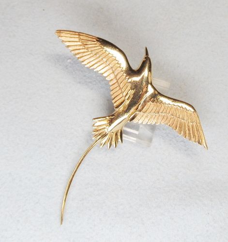 14Kt Gold Flying Tropicbird Broach