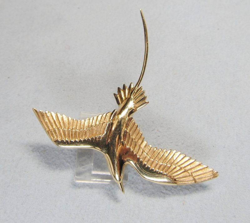 14Kt Gold Flying Tropicbird Broach