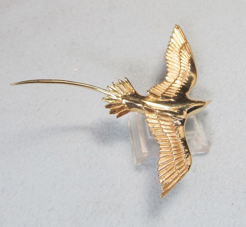 14Kt Gold Flying Tropicbird Broach