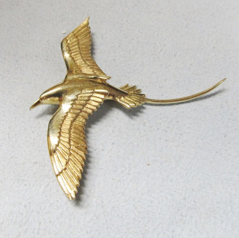 14Kt Gold Flying Tropicbird Broach