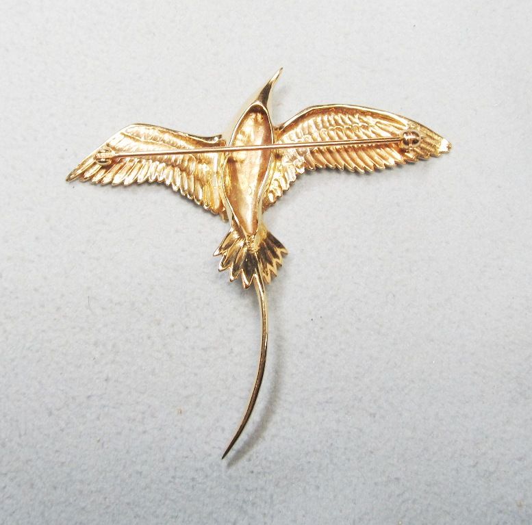 14Kt Gold Flying Tropicbird Broach