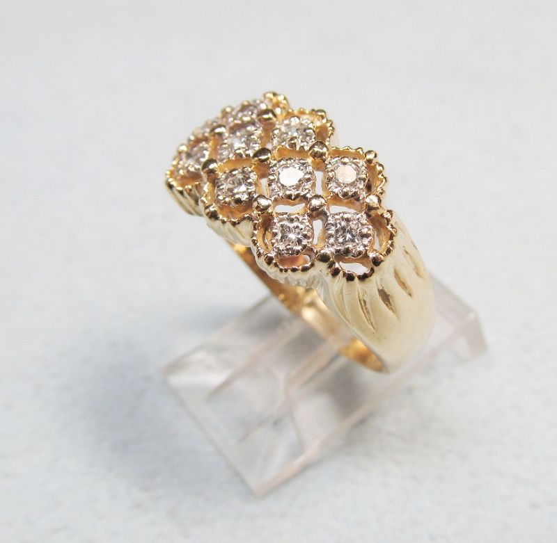 Vintage 14Kt Gold Openwork Diamond Ring