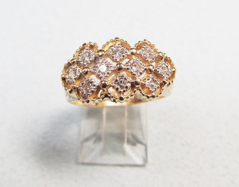 Vintage 14Kt Gold Openwork Diamond Ring