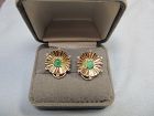14Kt Yellow Gold Emerald and Diamond Earrings