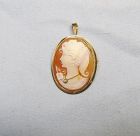 Shell Cameo Pin/Pendant in 14Kt Gold with Diamond