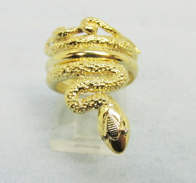 Snake Ring 18Kt Gold with Diamond Eyes