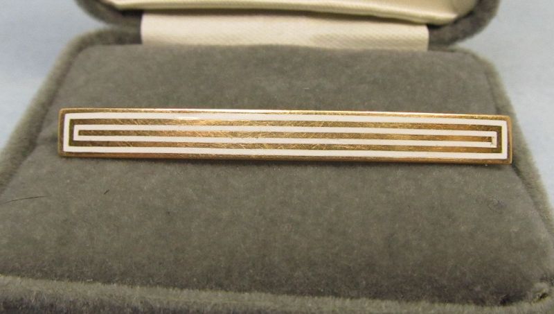 Enameled 14Kt Gold Bar Pin