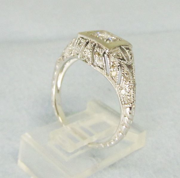 Diamond Ring 14Kt White Gold Filigree