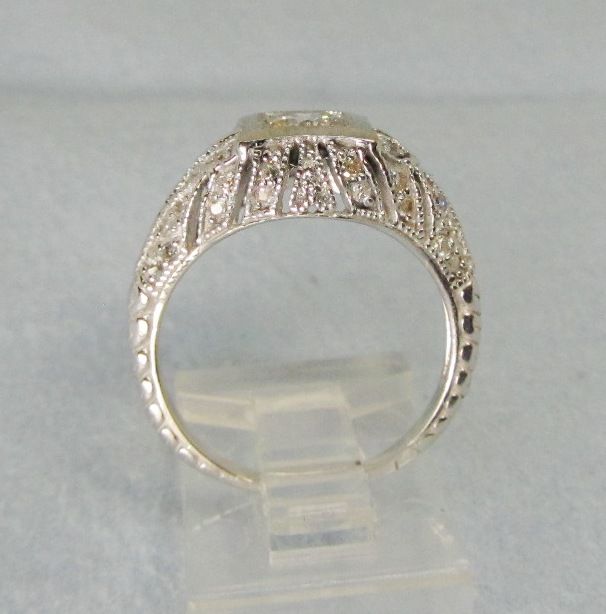 Diamond Ring 14Kt White Gold Filigree