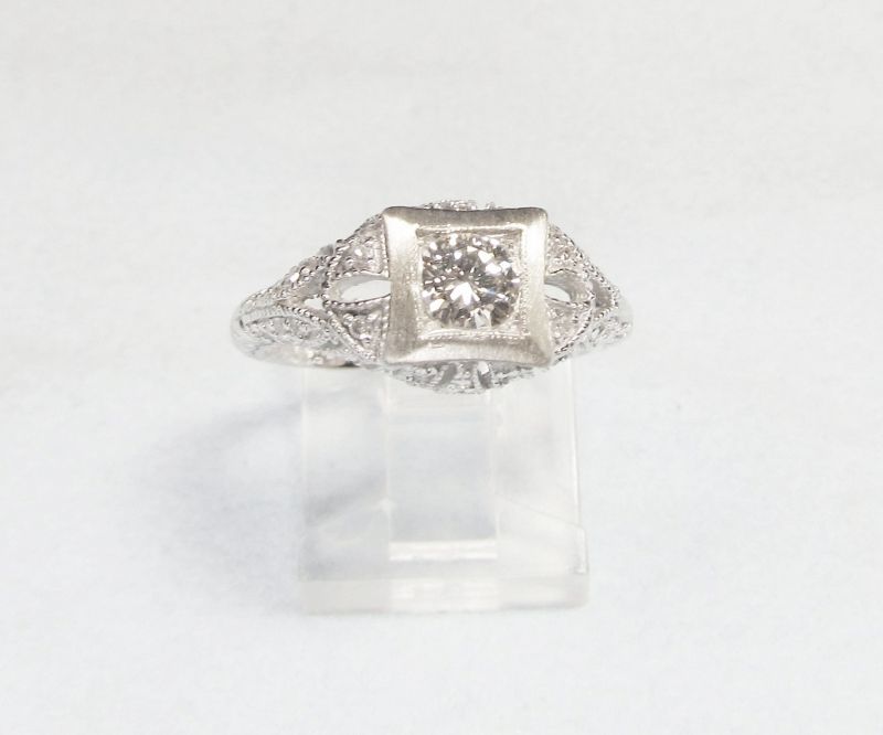 Diamond Ring 14Kt White Gold Filigree