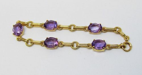 Amethyst and 14Kt Yellow Gold Bracelet