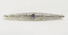 White Gold Filigree and Amethyst Bar-pin