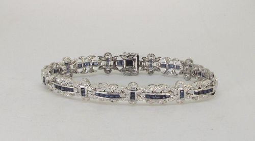 Diamond and Sapphire Bracelet 18Kt White Gold