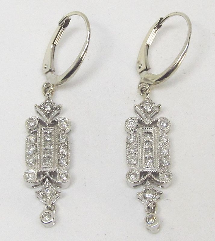 Diamond Earrings Art Deco Style