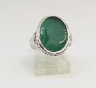 Filigree 14Kt White Gold Green Onyx Intaglio Ring