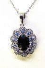 Sapphire Diamond and Tanzanite Pendant 14Kt Gold