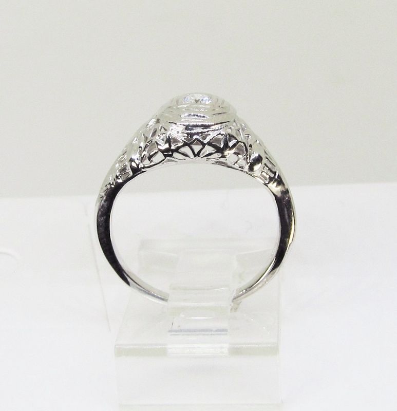 Diamond Ring 14Kt White Gold Filigree