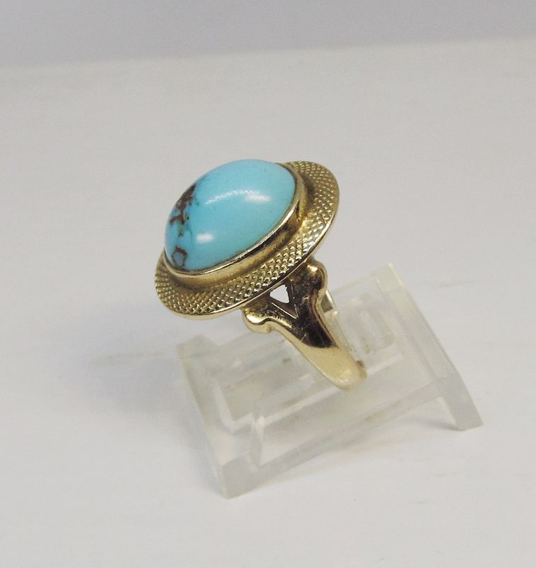 Turquoise Ring Set in 14Kt Gold