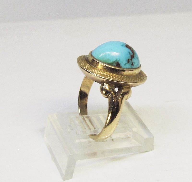 Turquoise Ring Set in 14Kt Gold