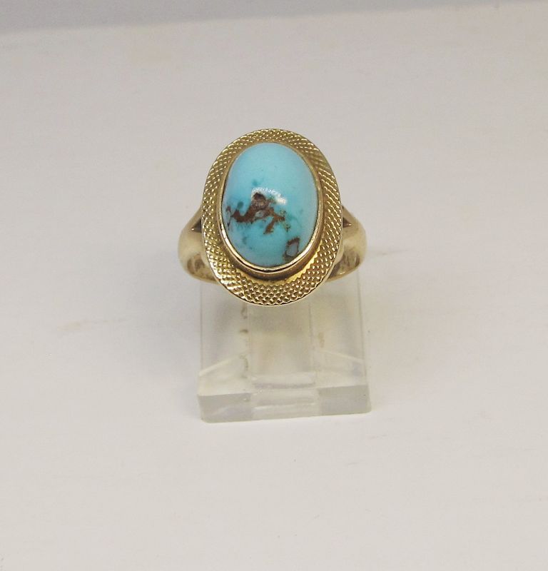 Turquoise Ring Set in 14Kt Gold