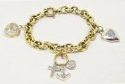 Charm Bracelet 14Kt Gold Heart Themed