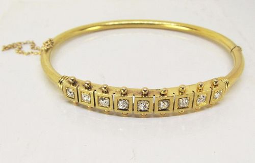 Victorian Etruscan Gold and Diamond Bracelet
